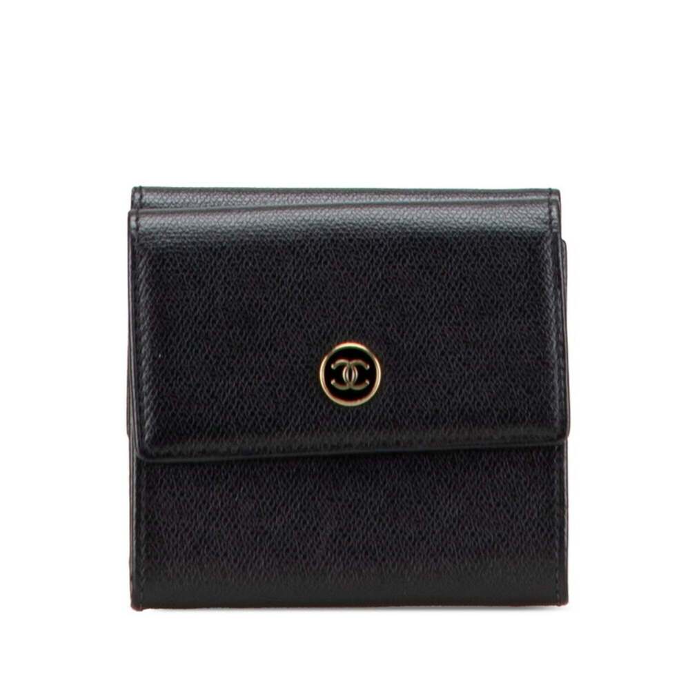CHANEL Authentic Black Leather Wallet